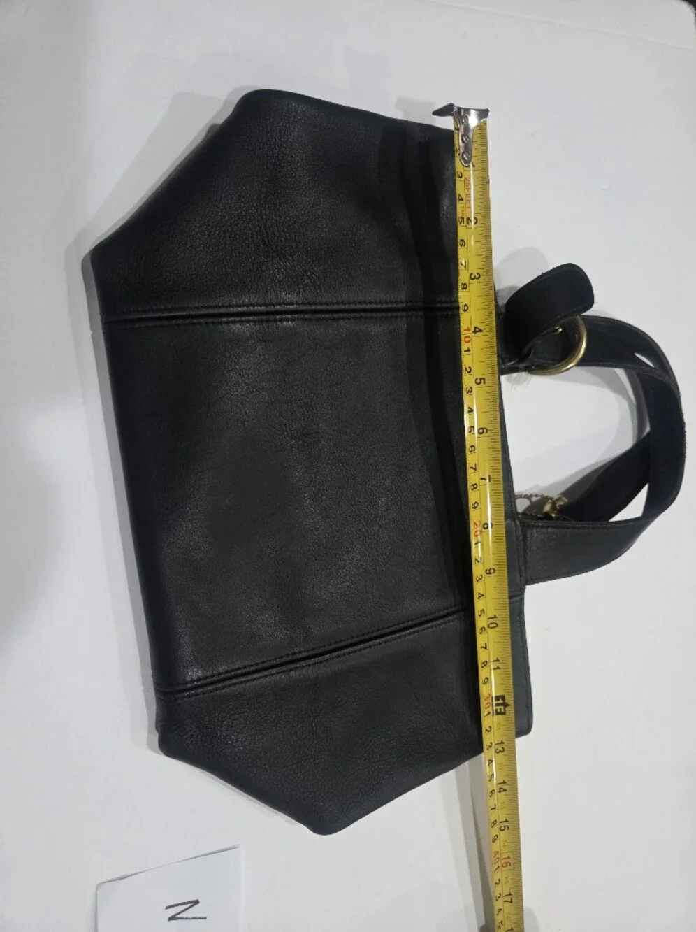 Vintage Coach Waverly  Black Leather Small Tote Bag with Gold Buckle